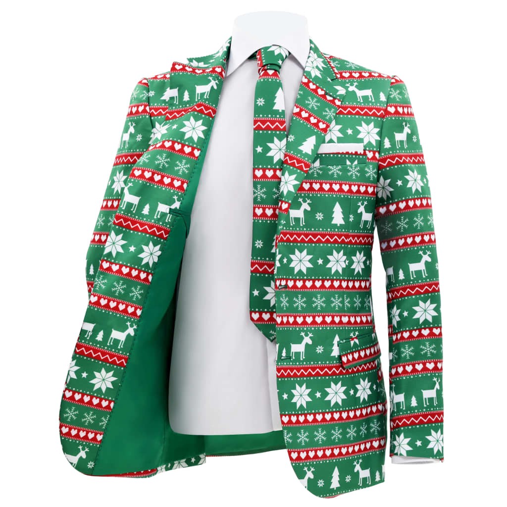 2 Piece Mens Christmas Suit with Tie Size 54 Festive Green